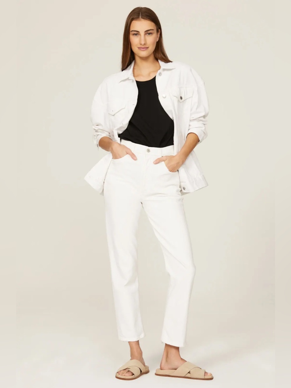 Agolde Riley Cropped White Jeans